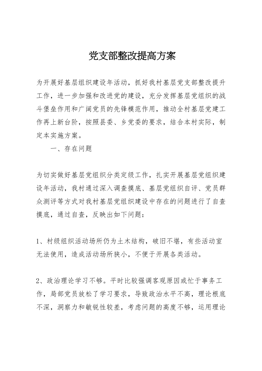 2023年党支部整改提高方案.doc_第1页