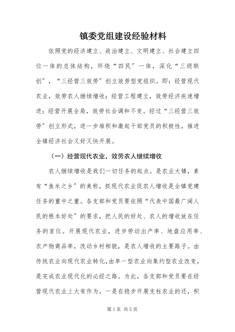 2023年镇委党组建设经验材料.docx_第1页