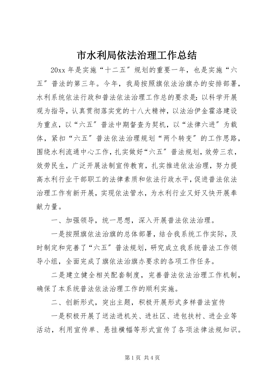 2023年市水利局依法治理工作总结.docx_第1页