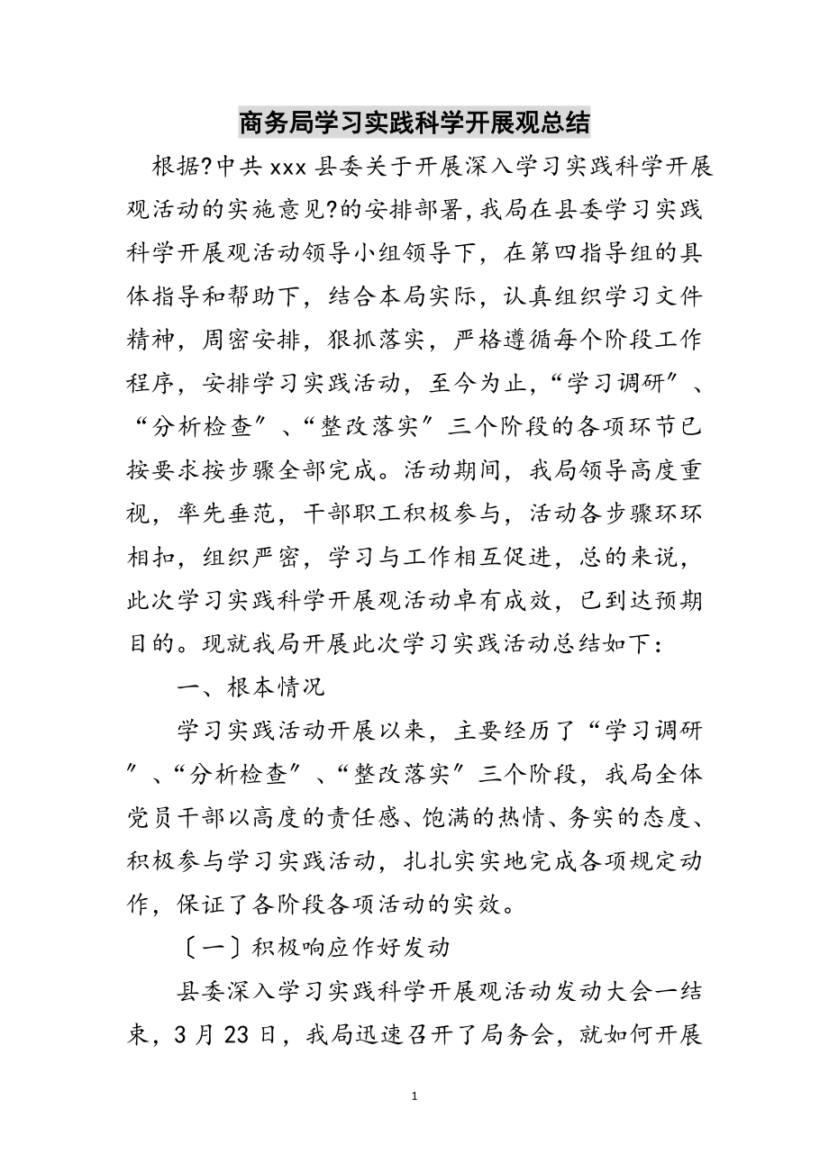 2023年商务局学习实践科学发展观总结范文.doc_第1页