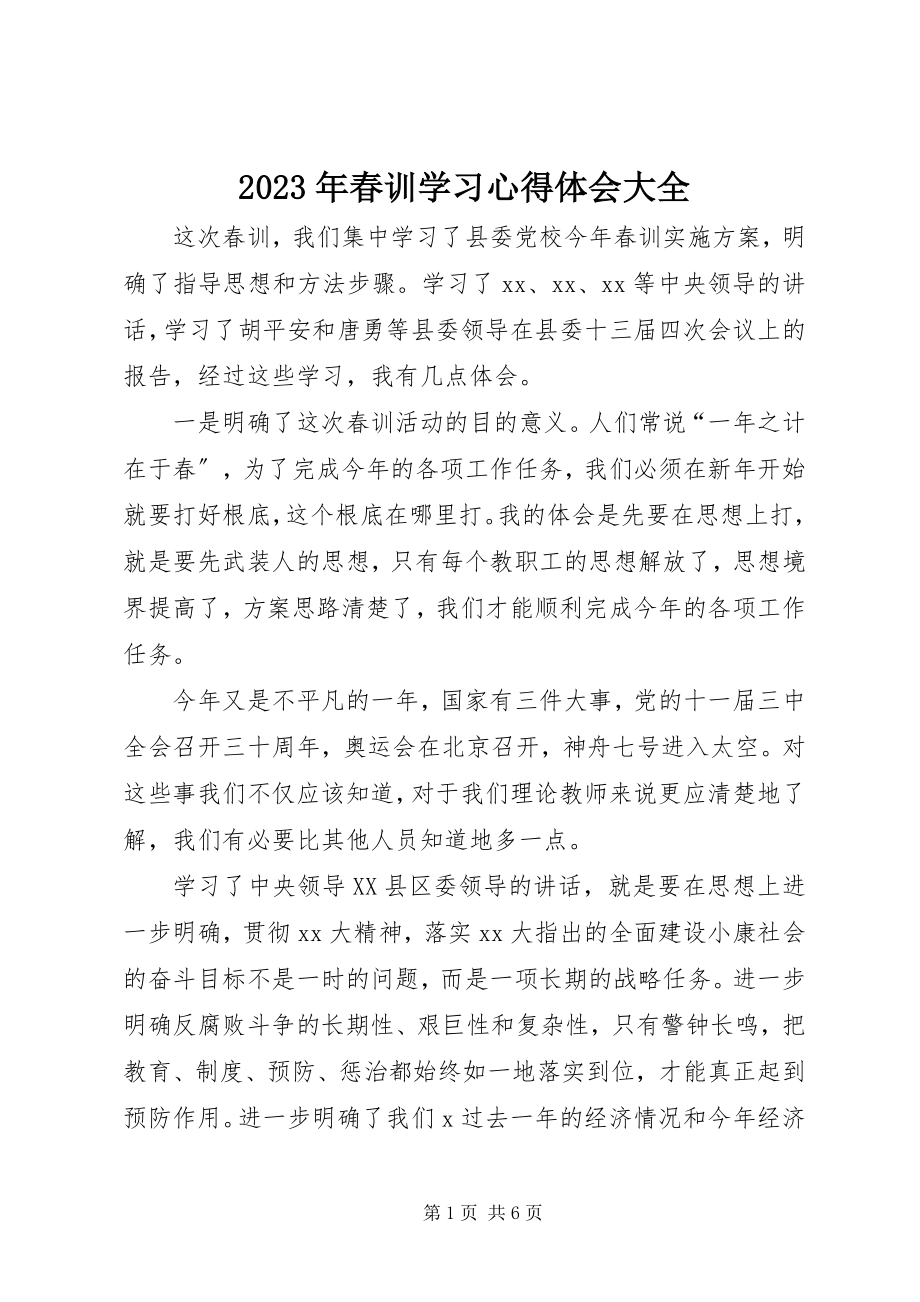 2023年春训学习心得体会大全.docx_第1页