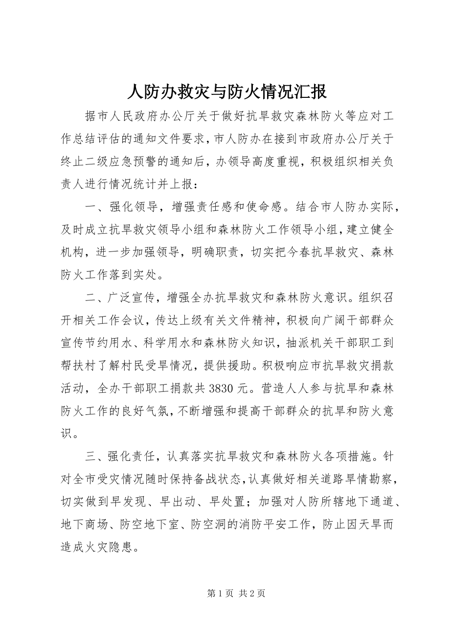 2023年人防办救灾与防火情况汇报.docx_第1页