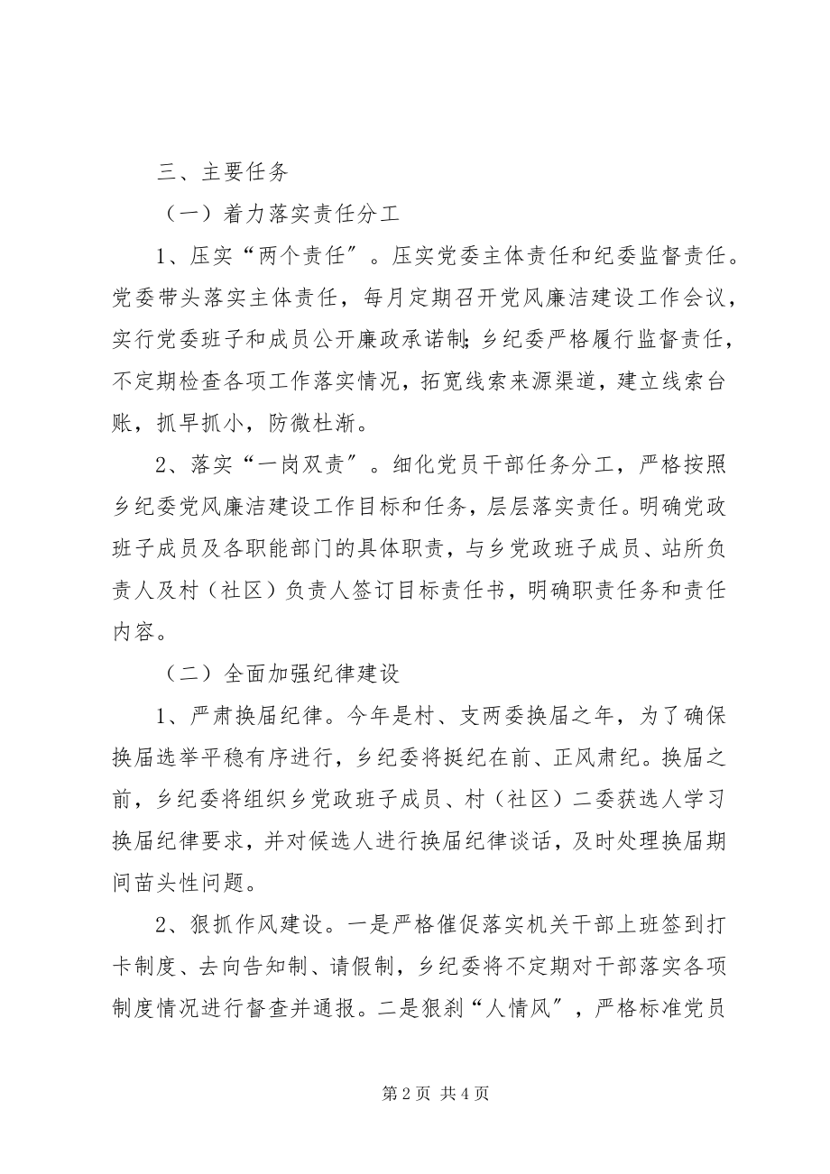 2023年乡镇度纪委工作计划.docx_第2页