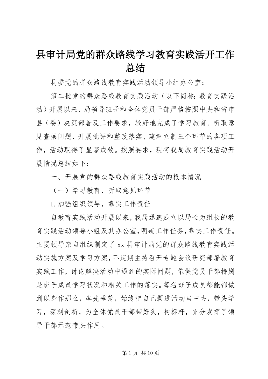 2023年县审计局党的群众路线学习教育实践活动工作总结.docx_第1页