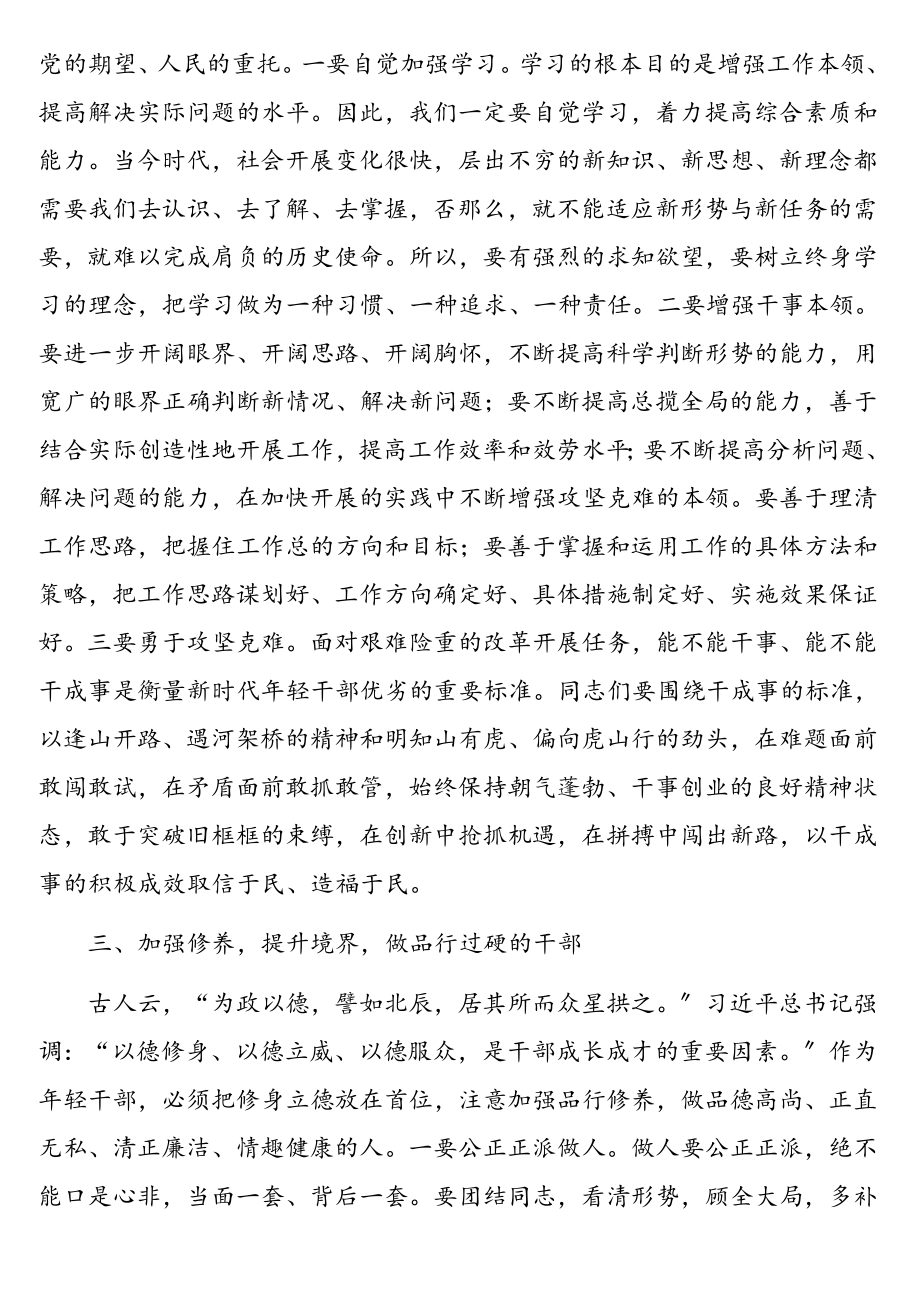 2023年组织部长在年轻干部培训会上的讲话汇编（3篇）.doc_第3页