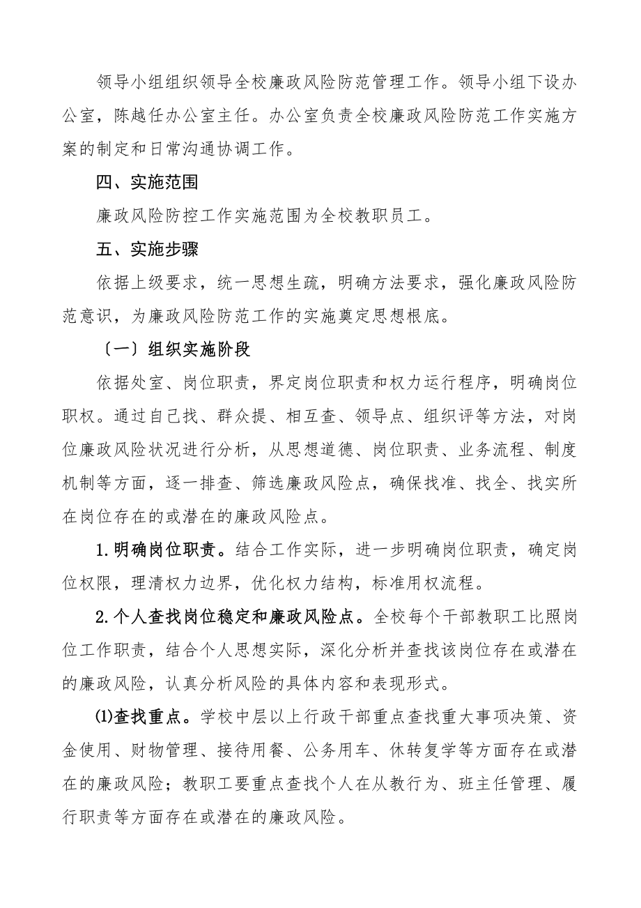 2023年学校廉政风险防控工作实施方案.doc_第2页