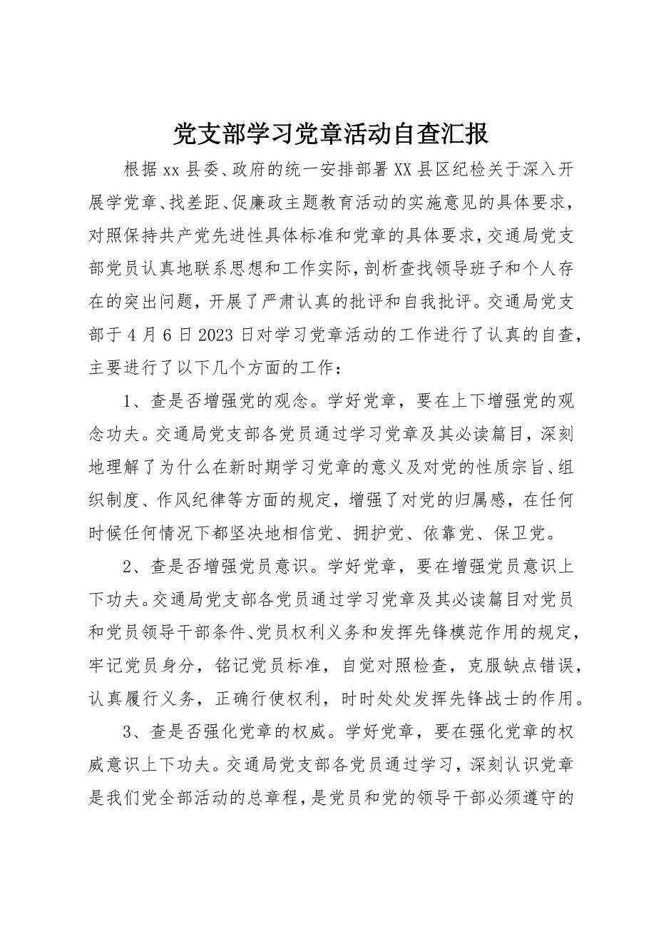 2023年党支部学习党章活动自查汇报.docx_第1页