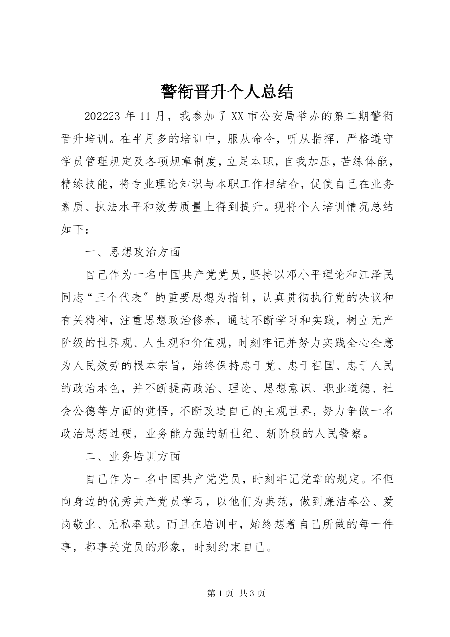 2023年警衔晋升个人总结.docx_第1页