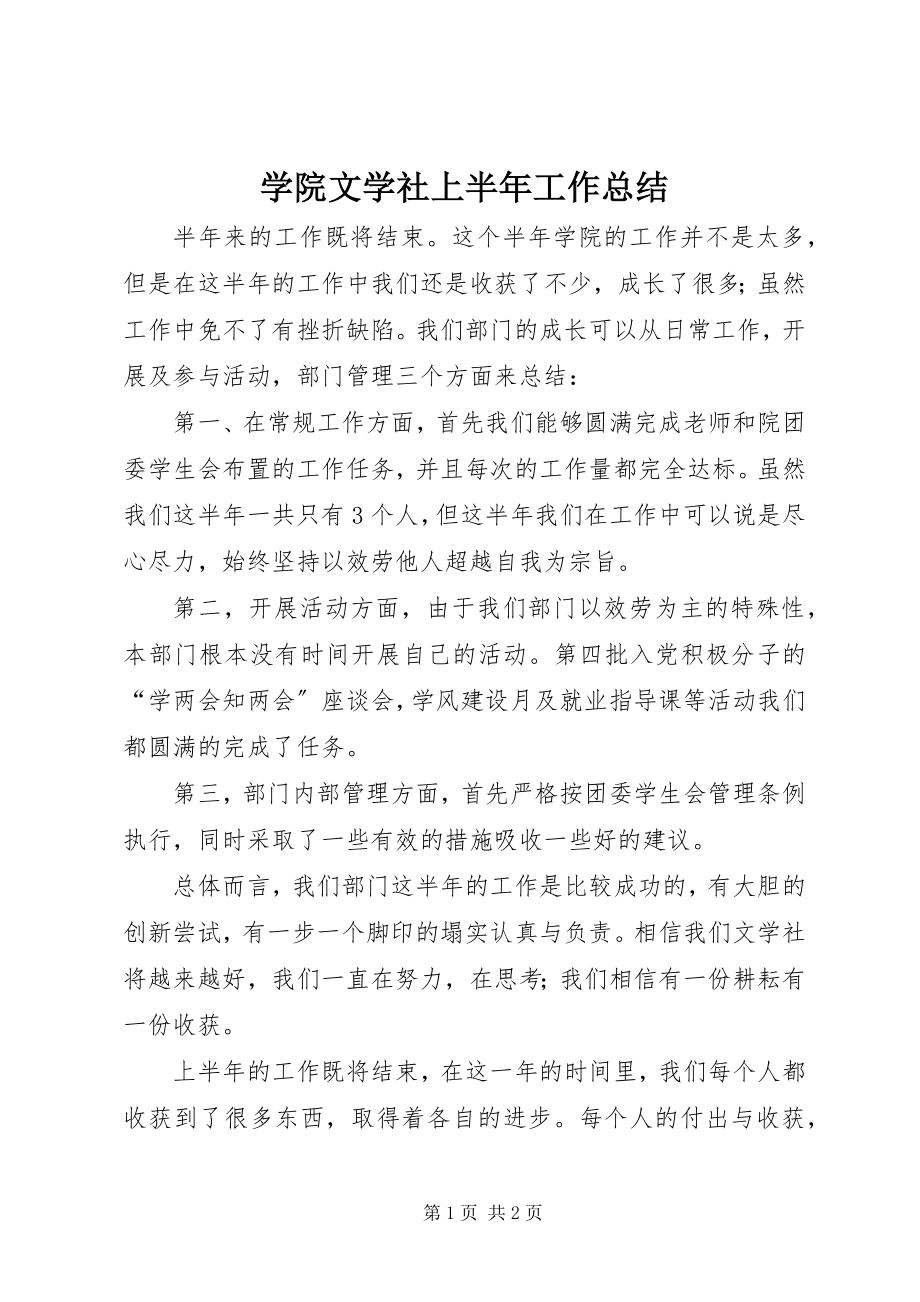 2023年学院文学社上半年工作总结.docx_第1页