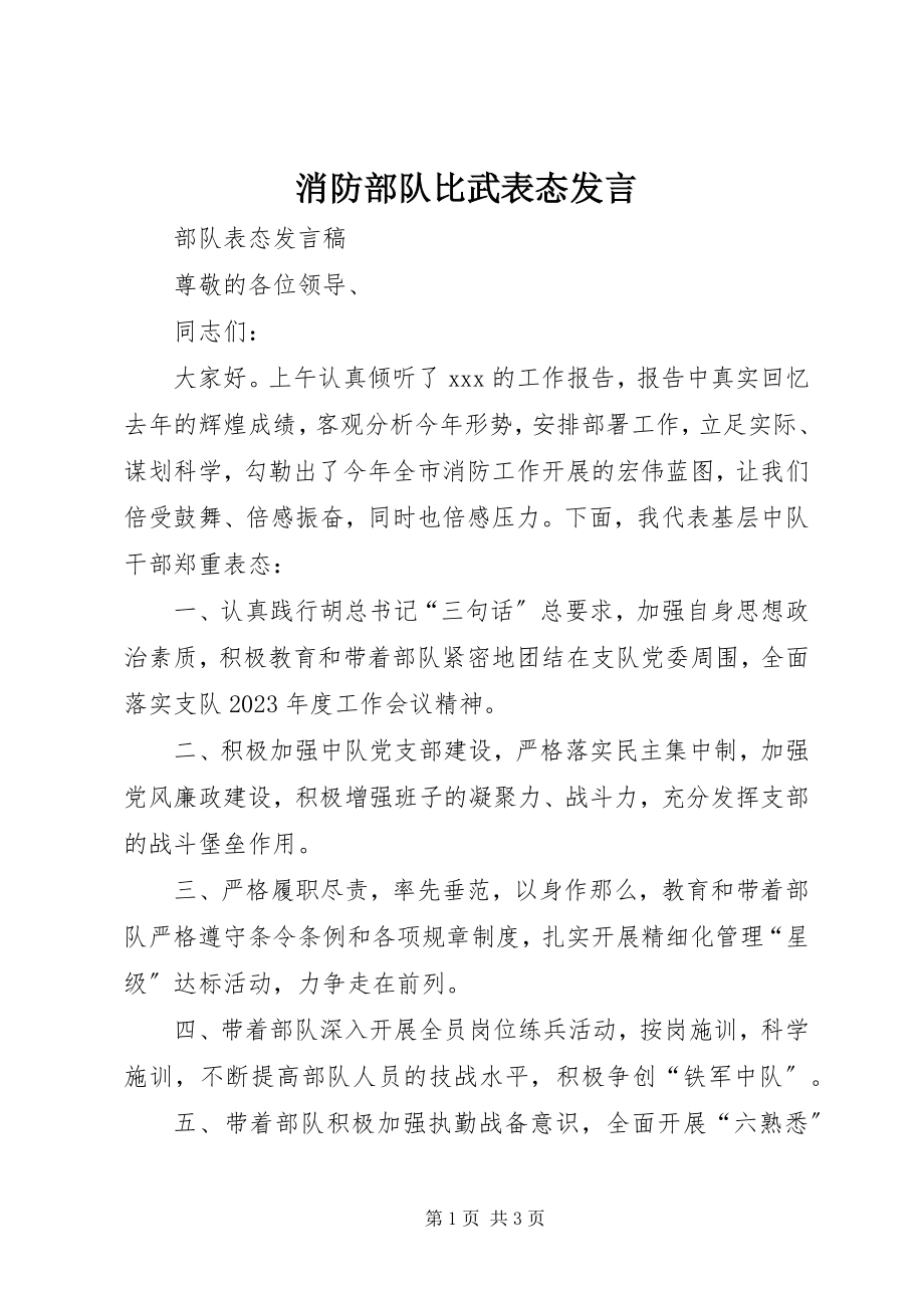 2023年消防部队比武表态讲话.docx_第1页