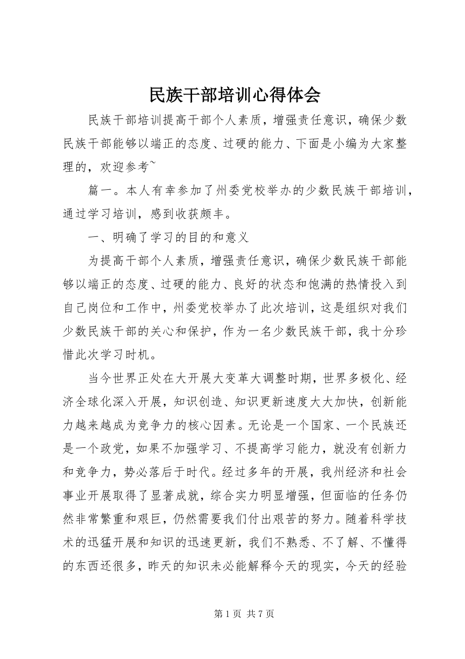 2023年民族干部培训心得体会.docx_第1页