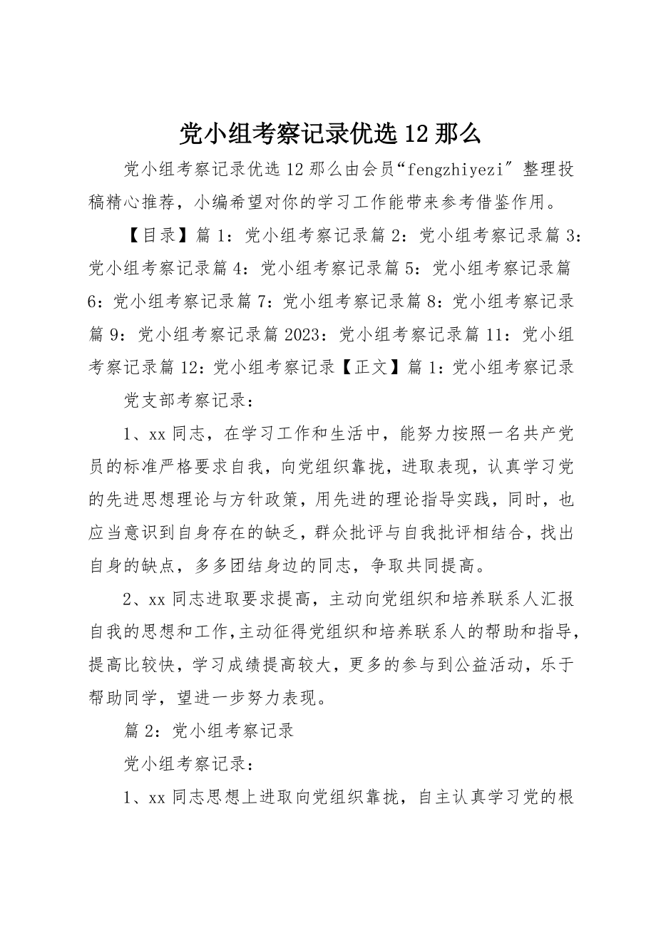 2023年党小组考察记录优选12则.docx_第1页