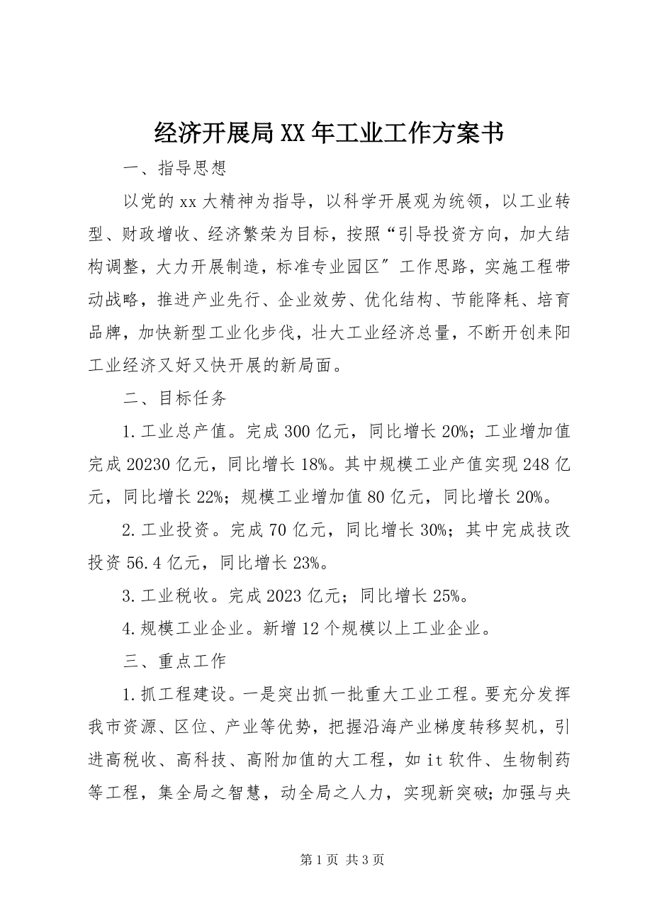 2023年经济发展局工业工作计划书.docx_第1页