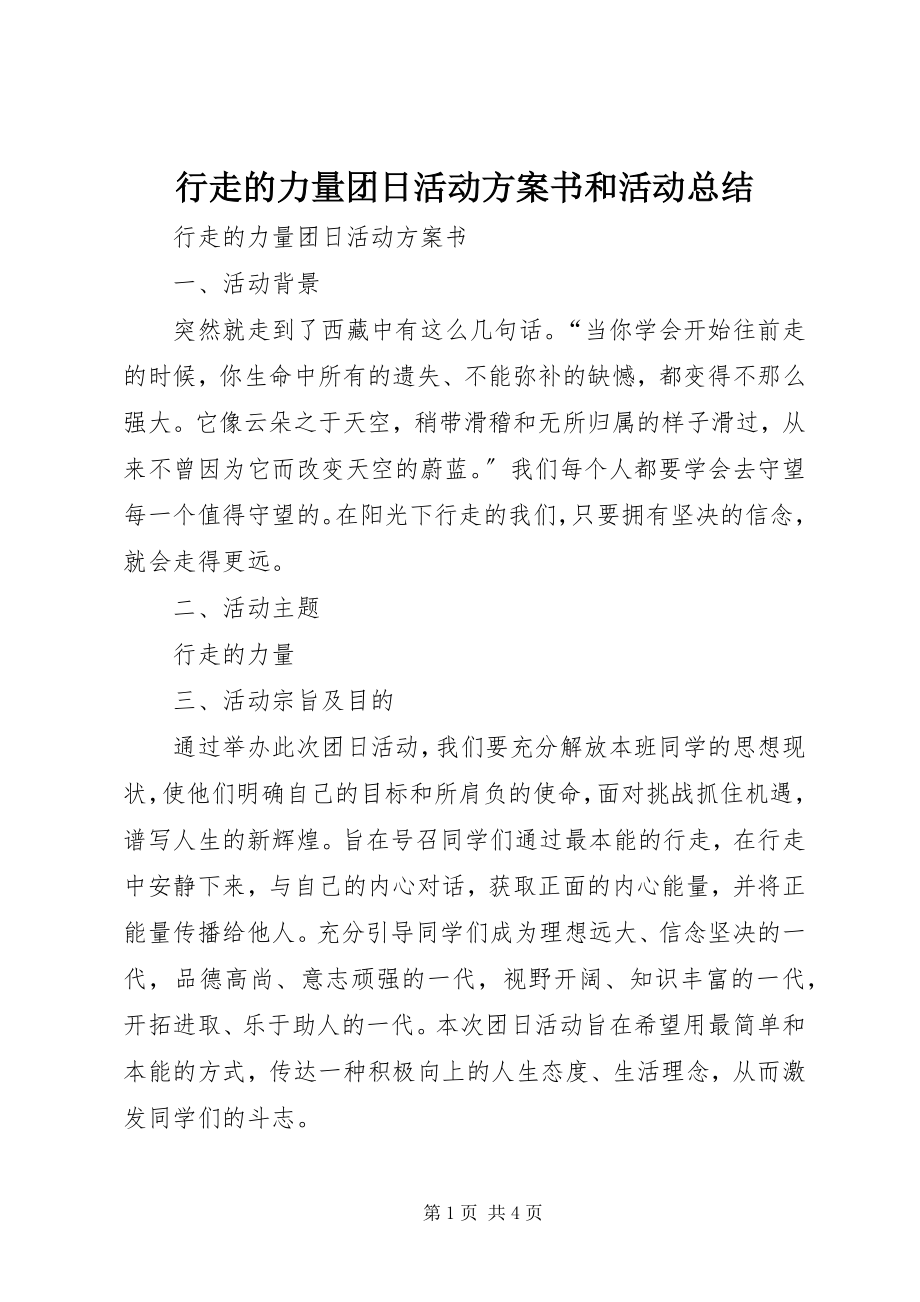 2023年行走的力量团日活动计划书和活动总结.docx_第1页