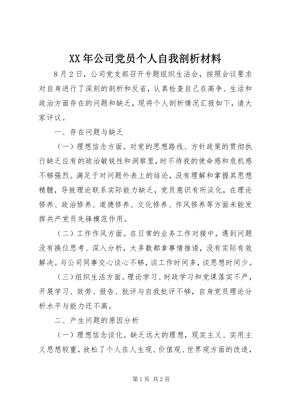 2023年公司党员个人自我剖析材料.docx_第1页