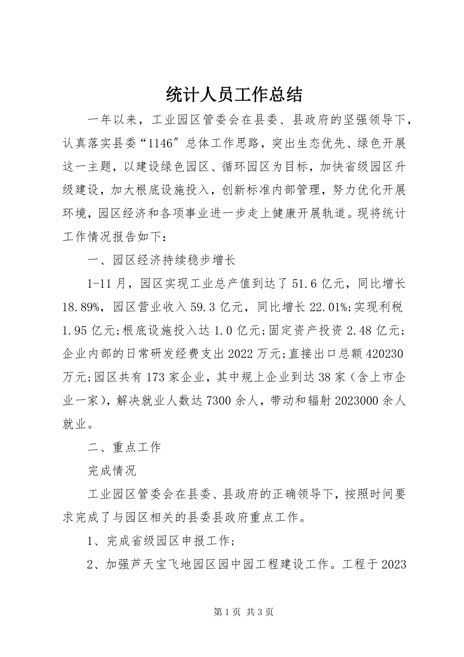 2023年统计人员工作总结.docx_第1页