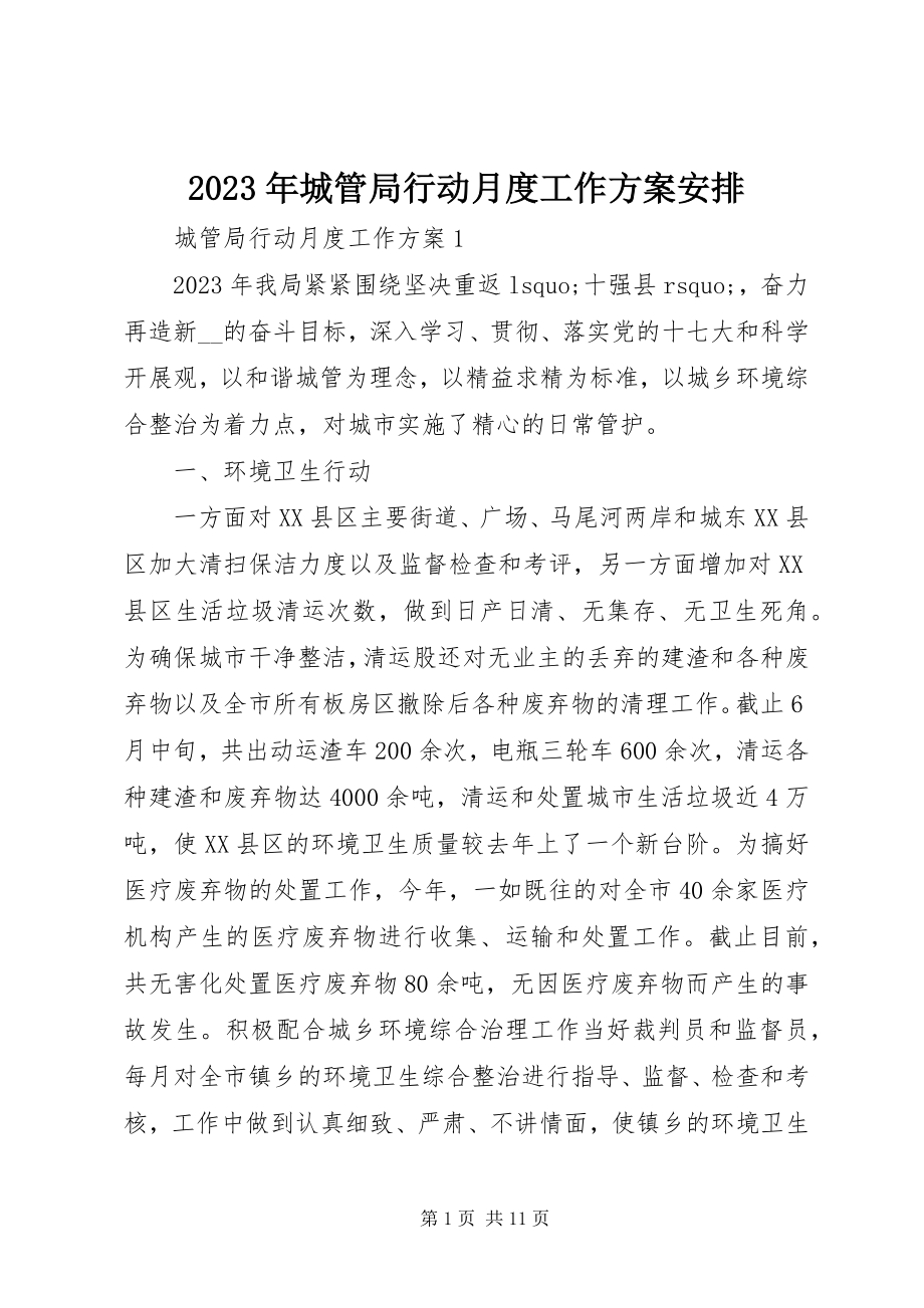 2023年城管局行动月度工作计划安排.docx_第1页