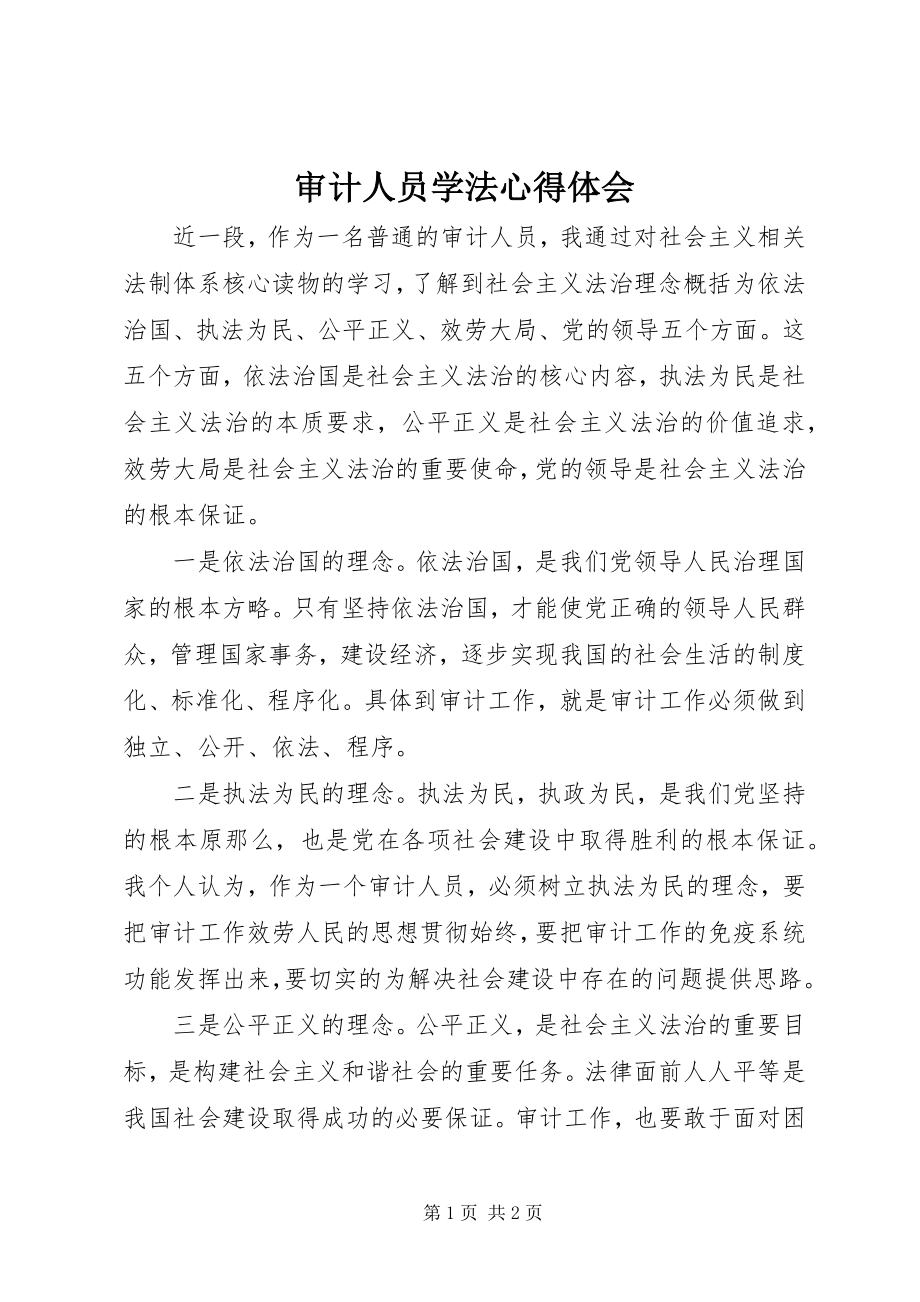 2023年审计人员学法心得体会.docx_第1页