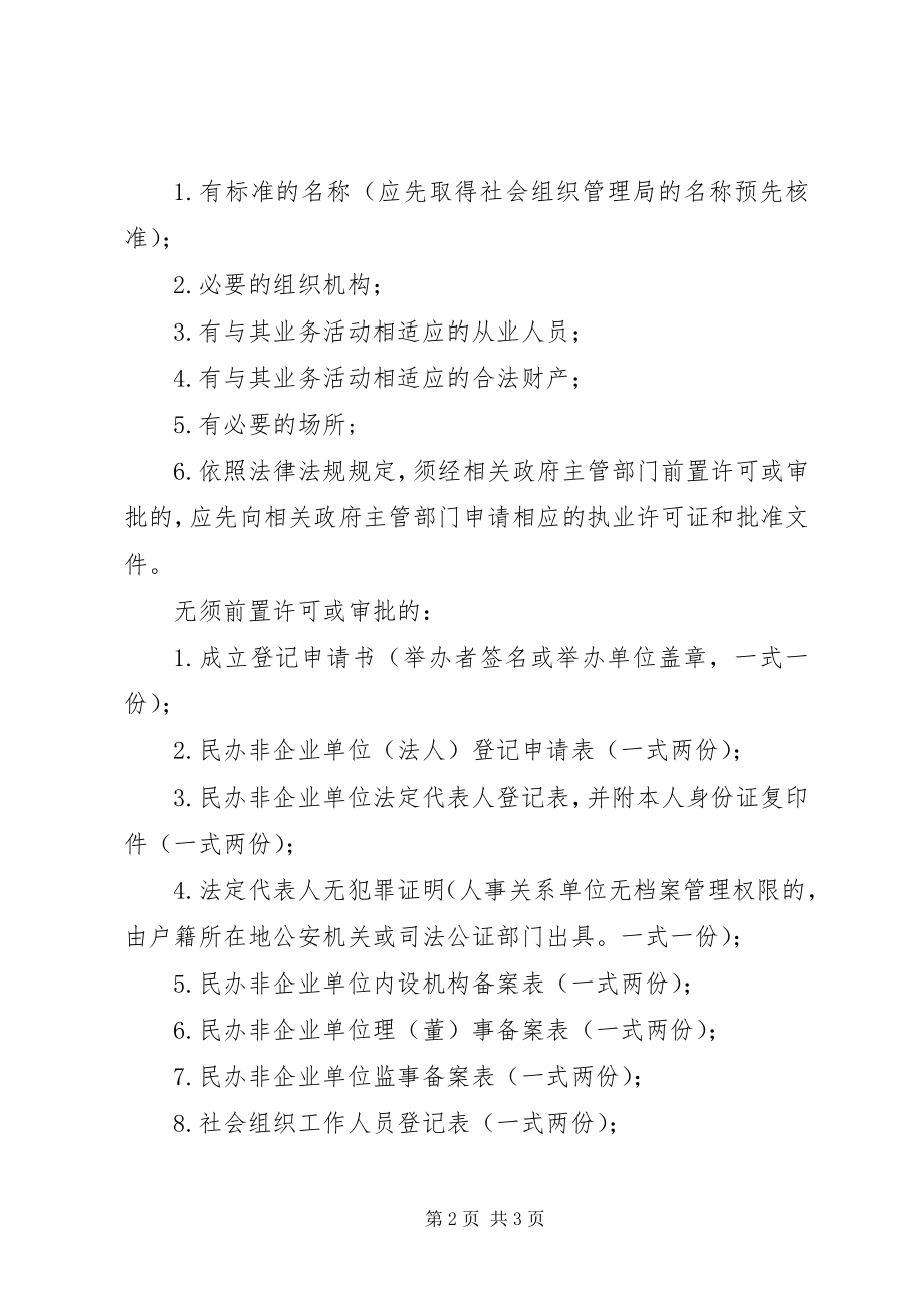 2023年民办非企业单位名称预先核准申请材料清单新编.docx_第2页