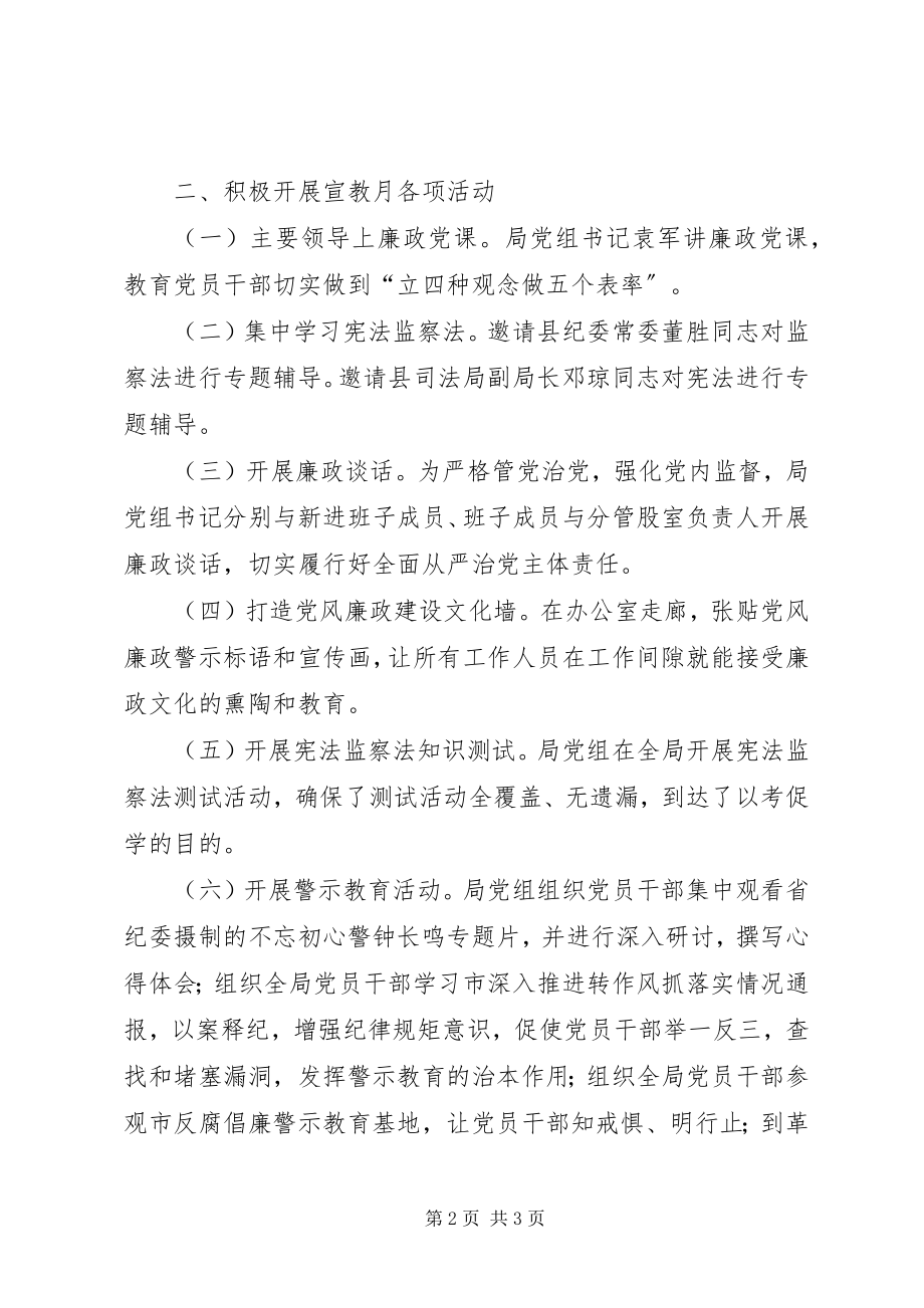 2023年安监局第十九个党风廉政建设月总结新编.docx_第2页