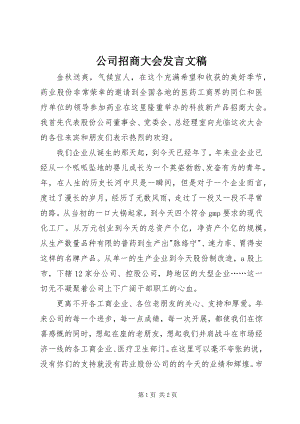 2023年公司招商大会讲话文稿.docx