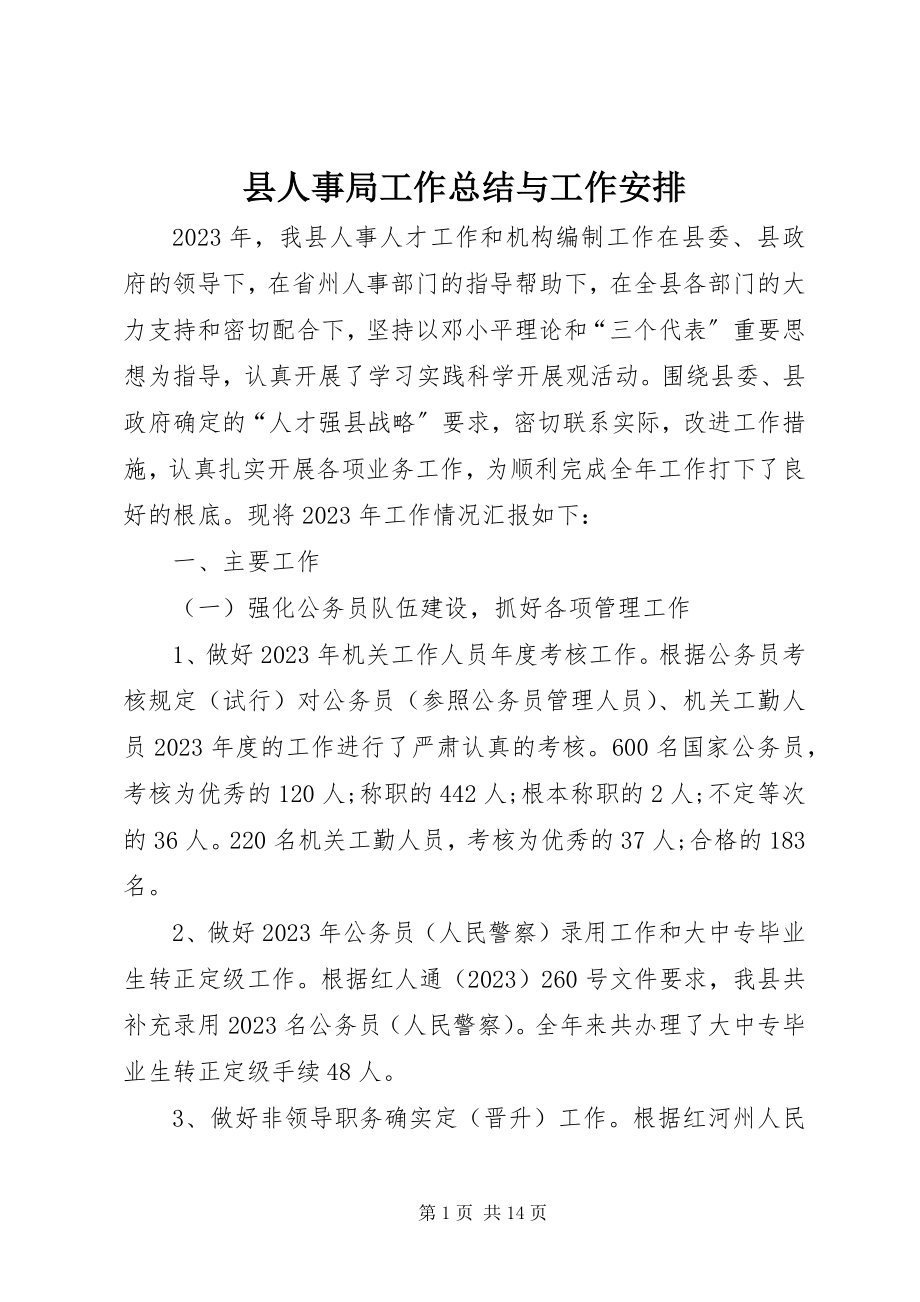 2023年县人事局工作总结与工作安排.docx_第1页