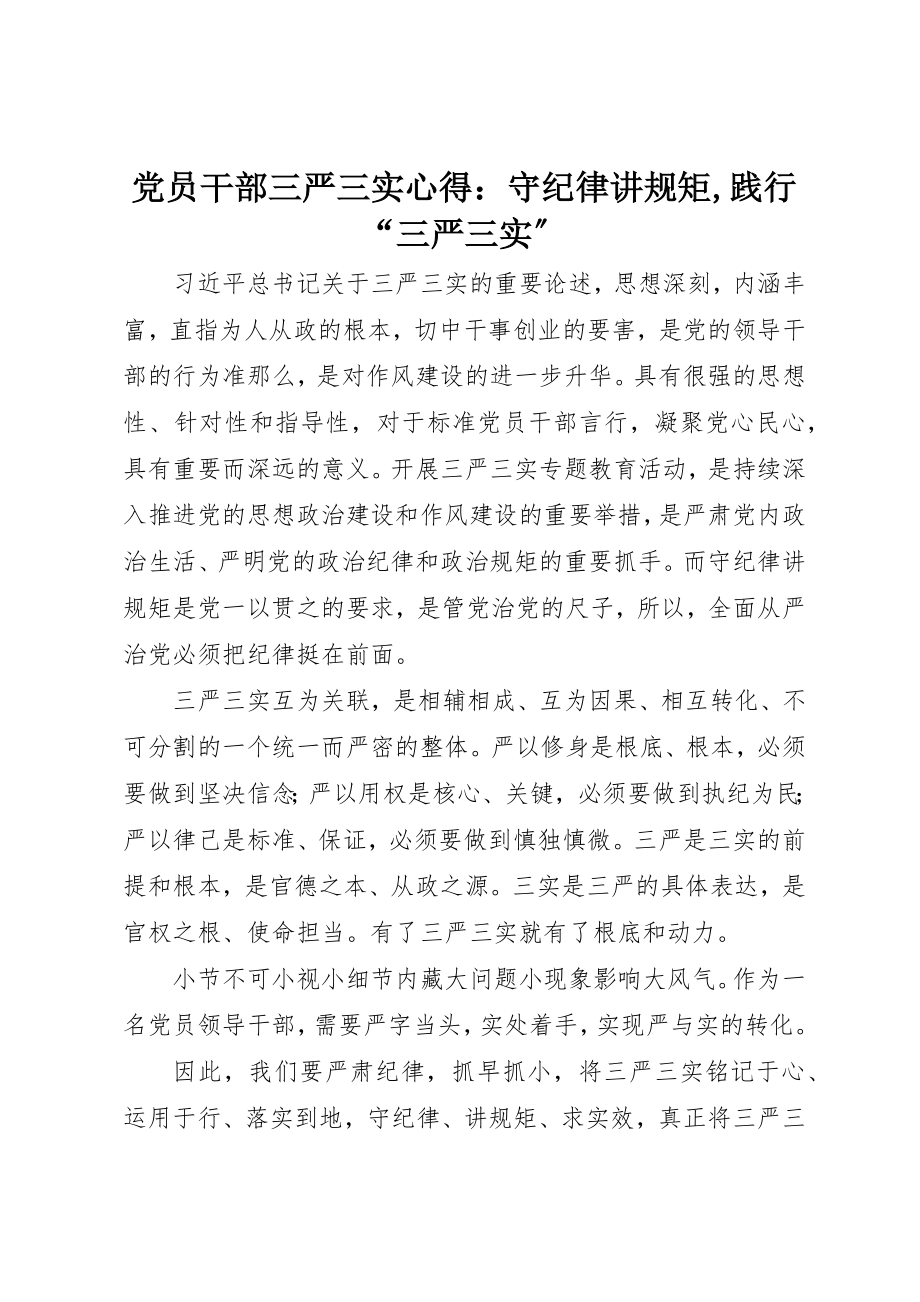 2023年党员干部三严三实心得守纪律讲规矩践行“三严三实”2.docx_第1页