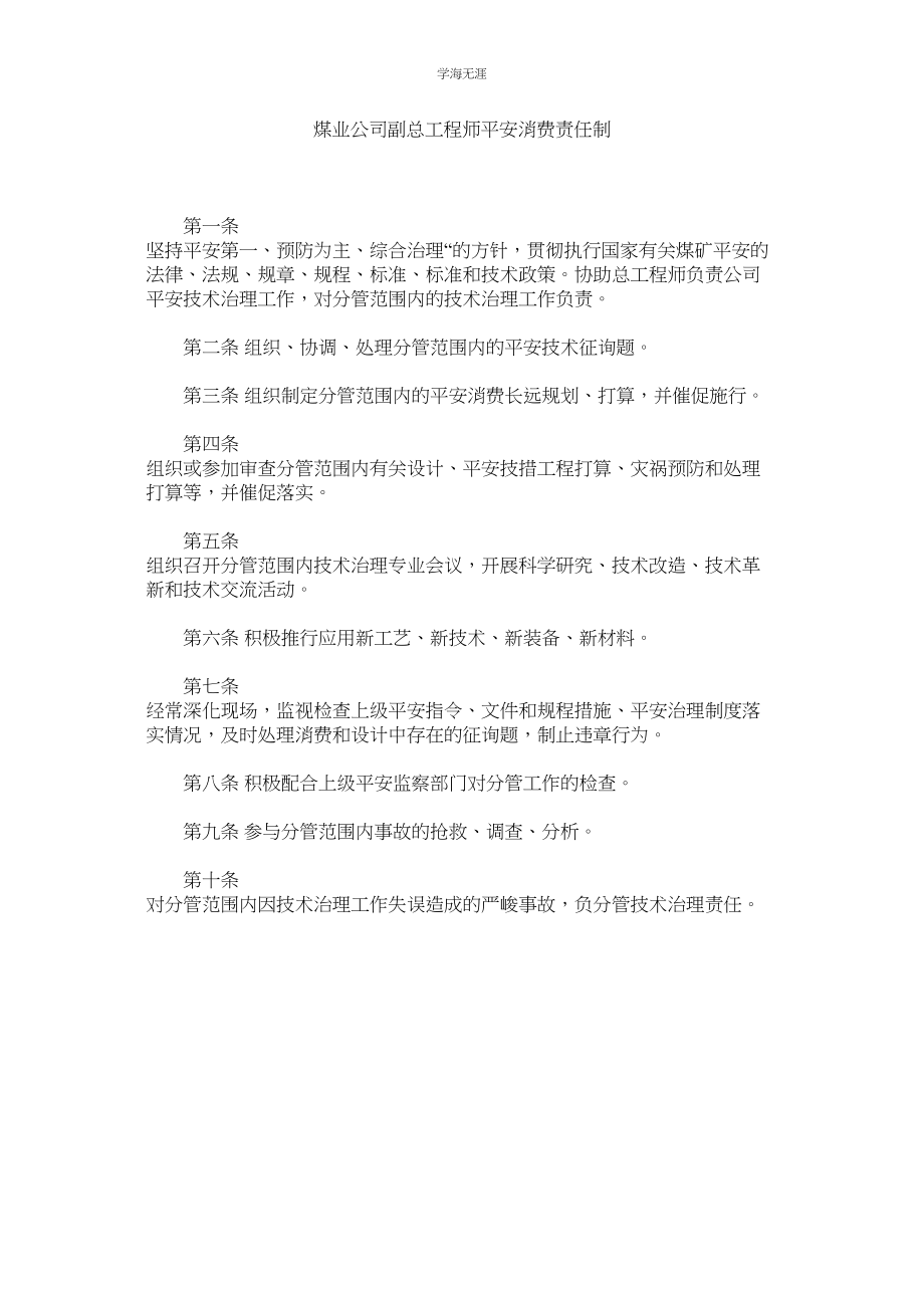 2023年煤业公司副总工程师安全生产责任制.docx_第1页