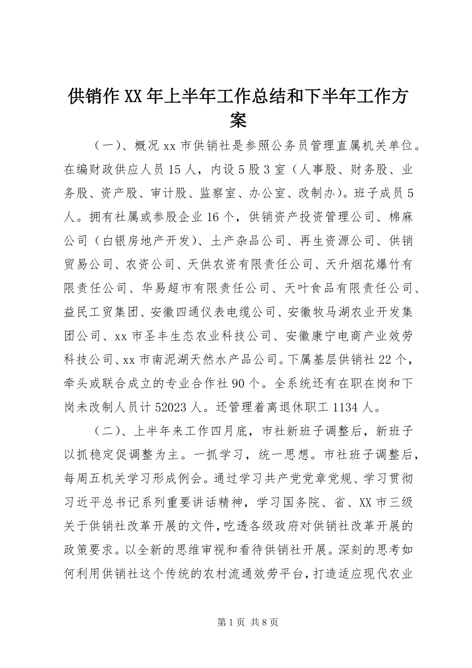 2023年供销作某年上半年工作总结和下半年工作计划.docx_第1页