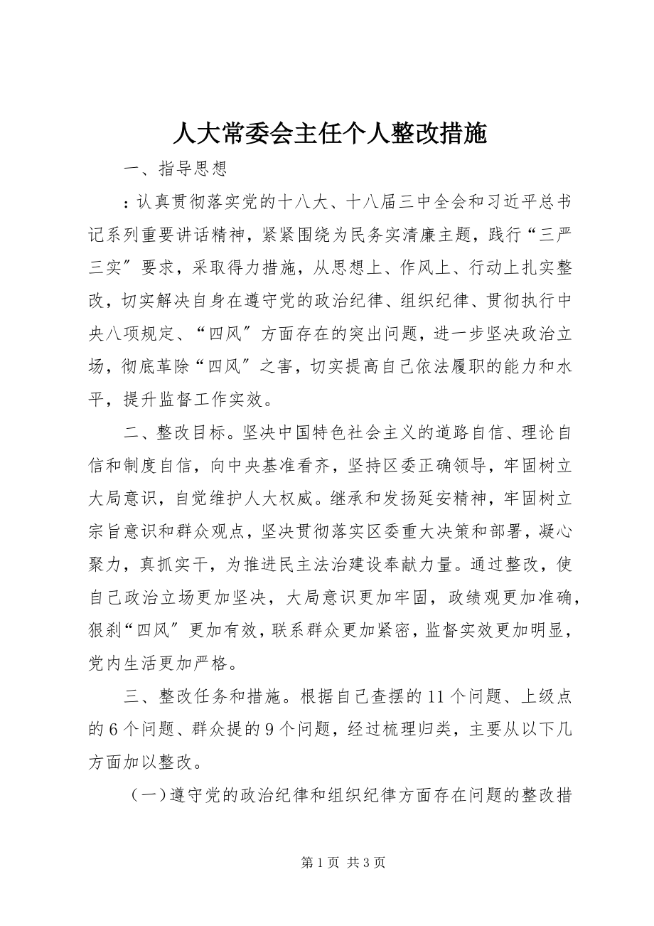 2023年人大常委会主任个人整改措施.docx_第1页