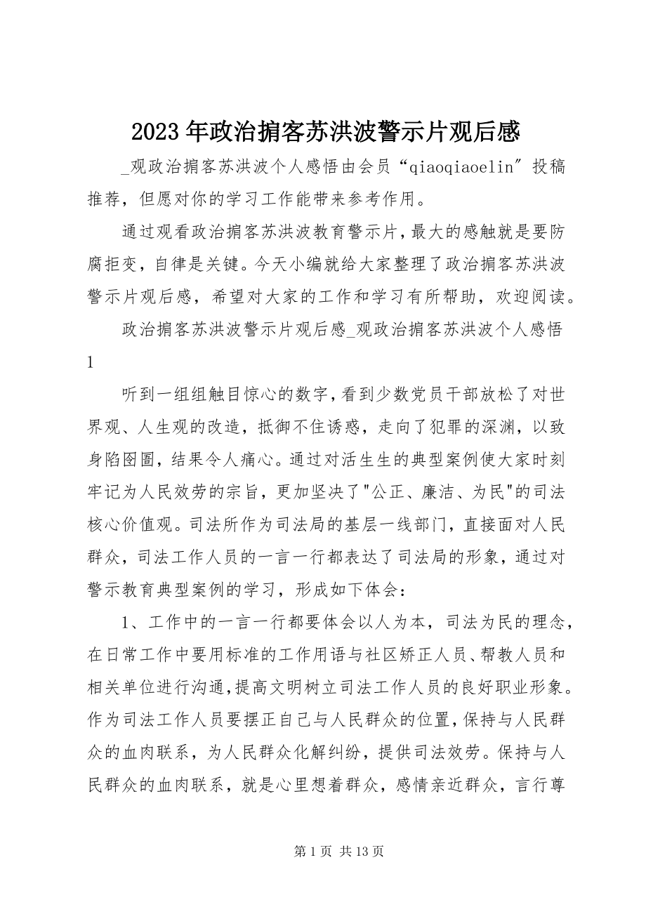 2023年政治掮客苏洪波警示片观后感.docx_第1页