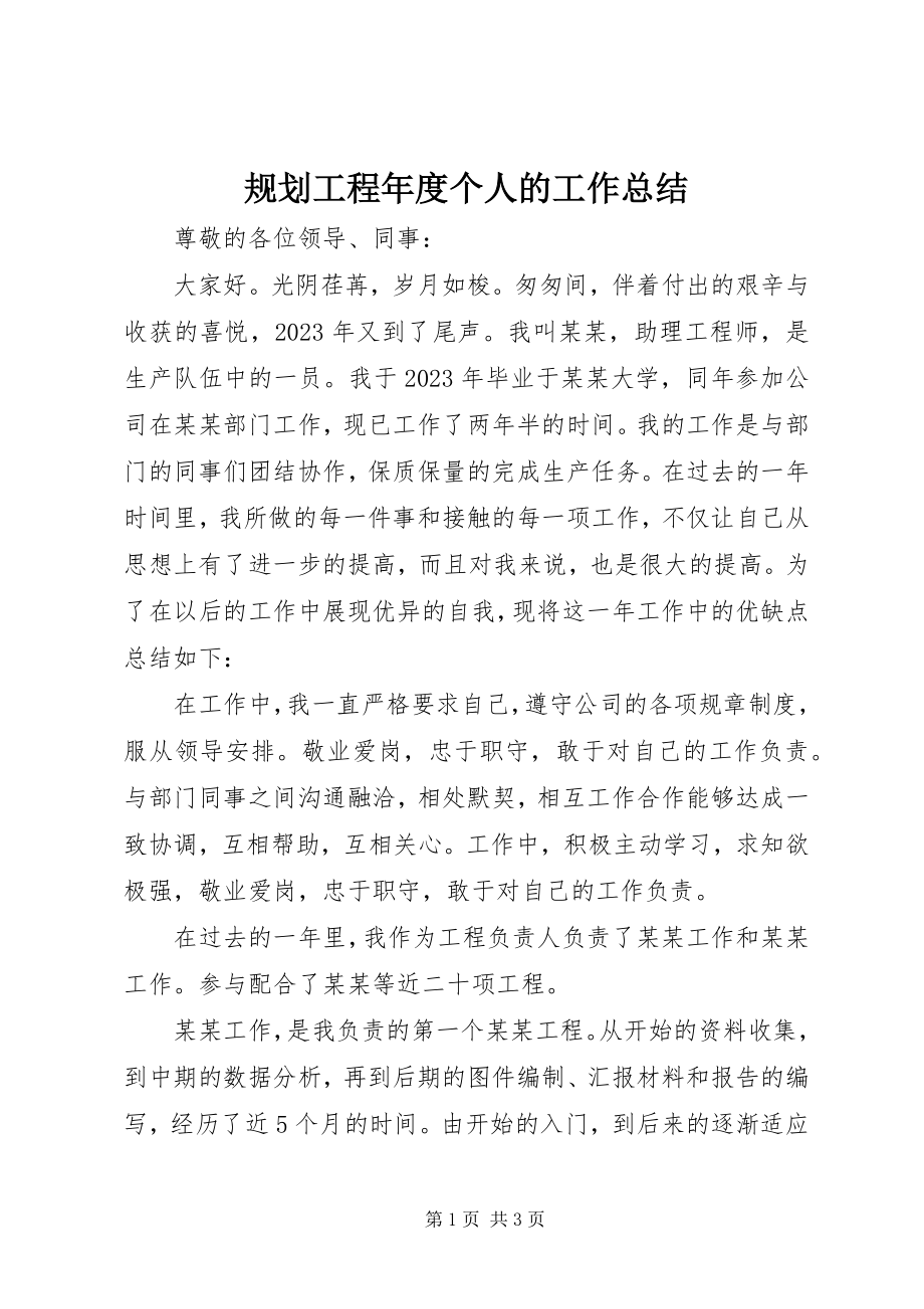 2023年规划工程度个人的工作总结.docx_第1页