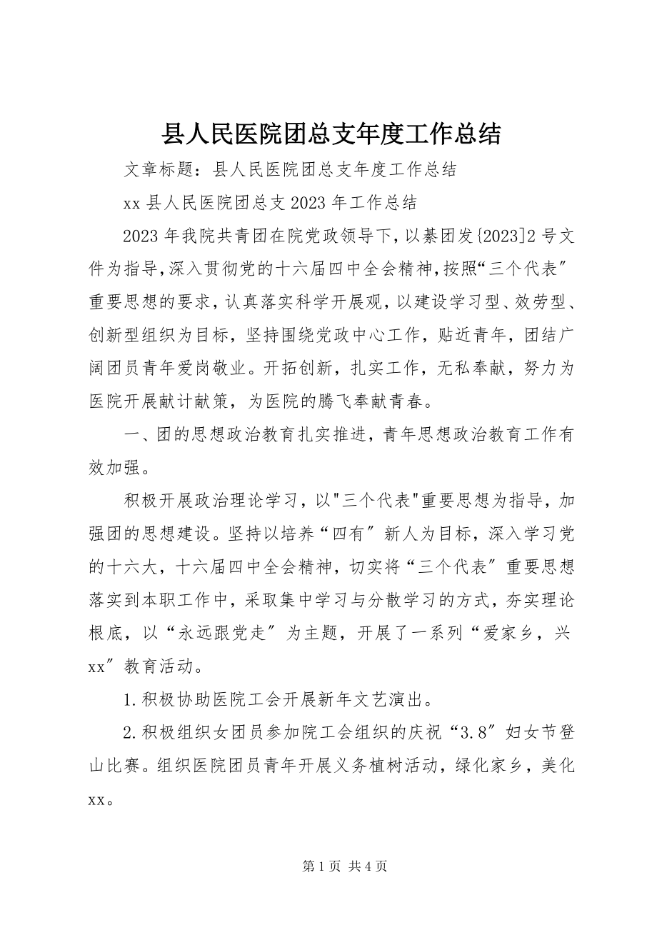 2023年县人民医院团总支年度工作总结.docx_第1页