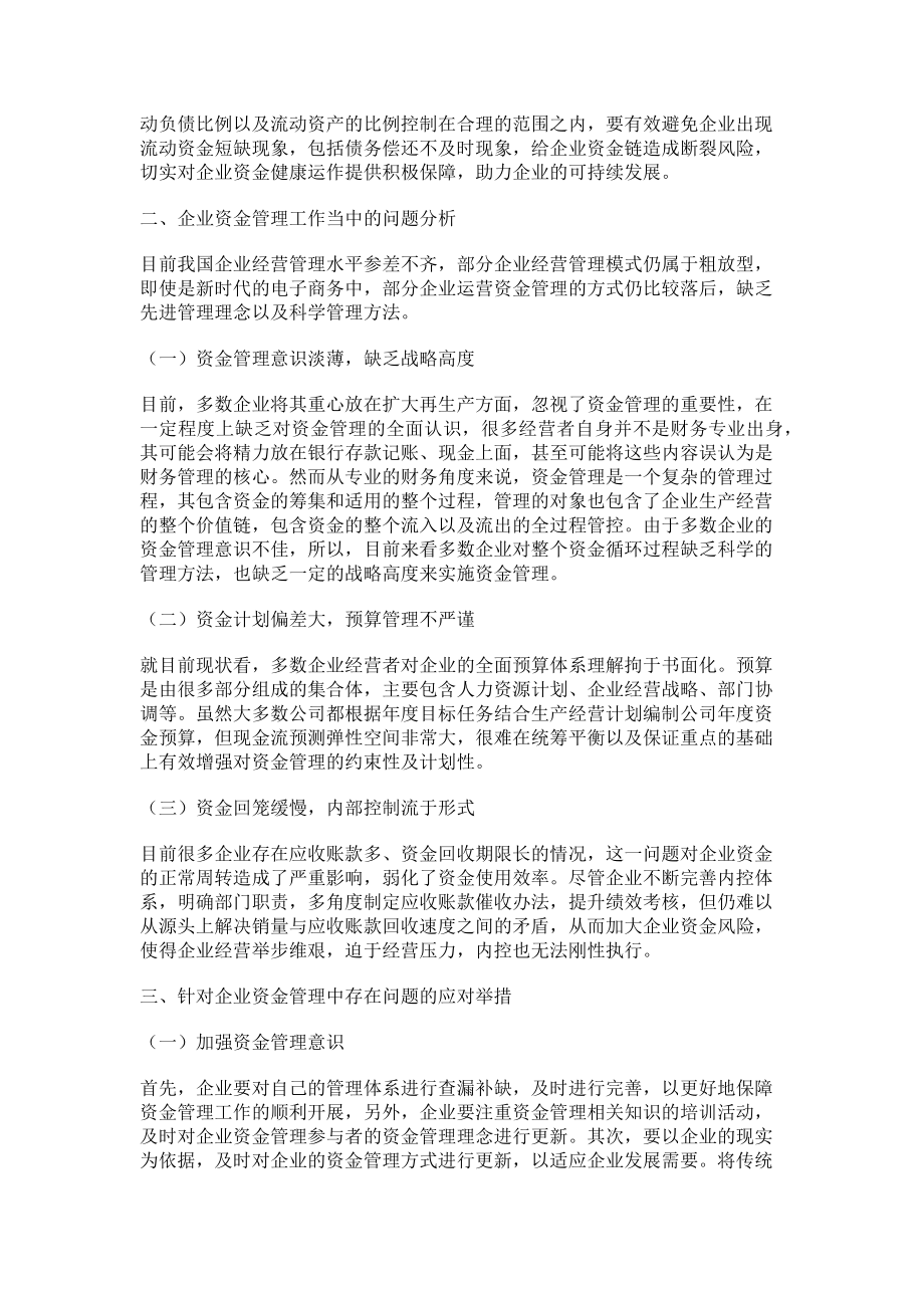 2023年浅析企业资金管理中存在的问题及应对举措.doc_第2页