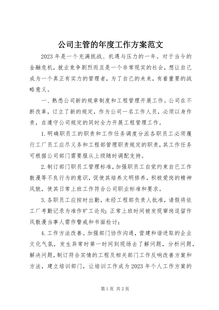 2023年公司主管的年度工作计划.docx_第1页