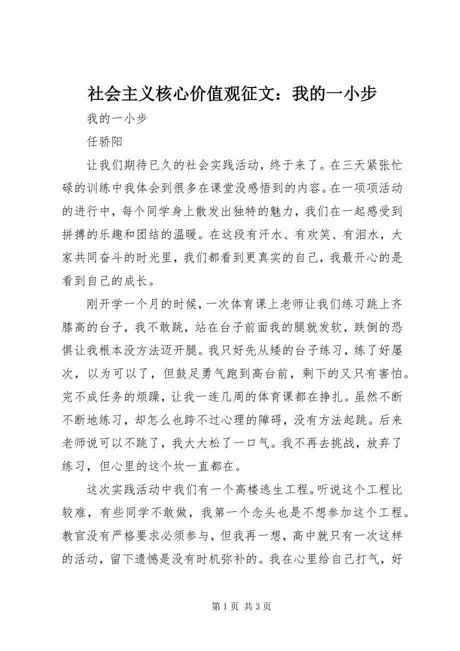 2023年社会主义核心价值观征文我的一小步.docx_第1页