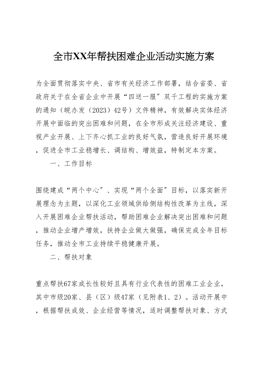 2023年全市年帮扶困难企业活动实施方案 .doc_第1页