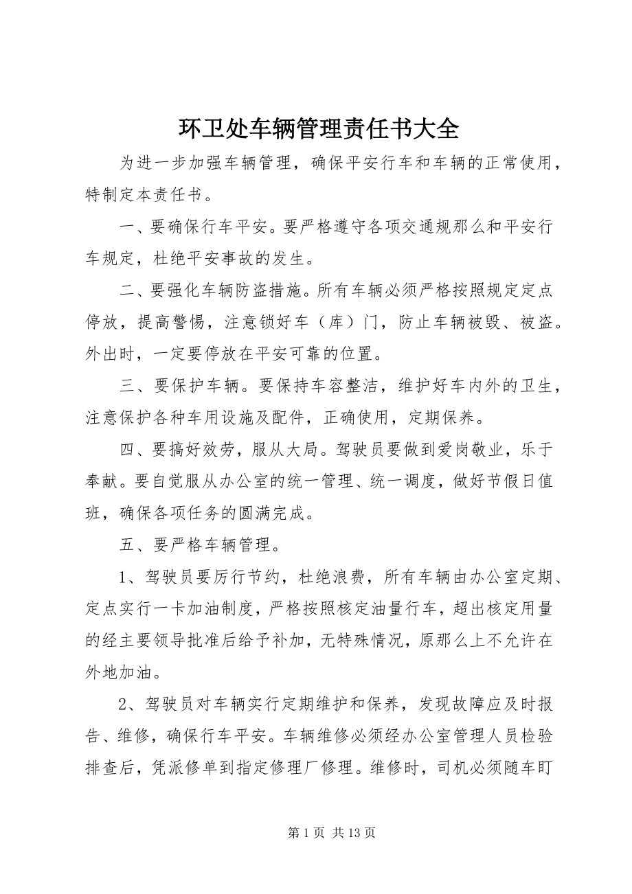 2023年环卫处车辆管理责任书大全.docx_第1页