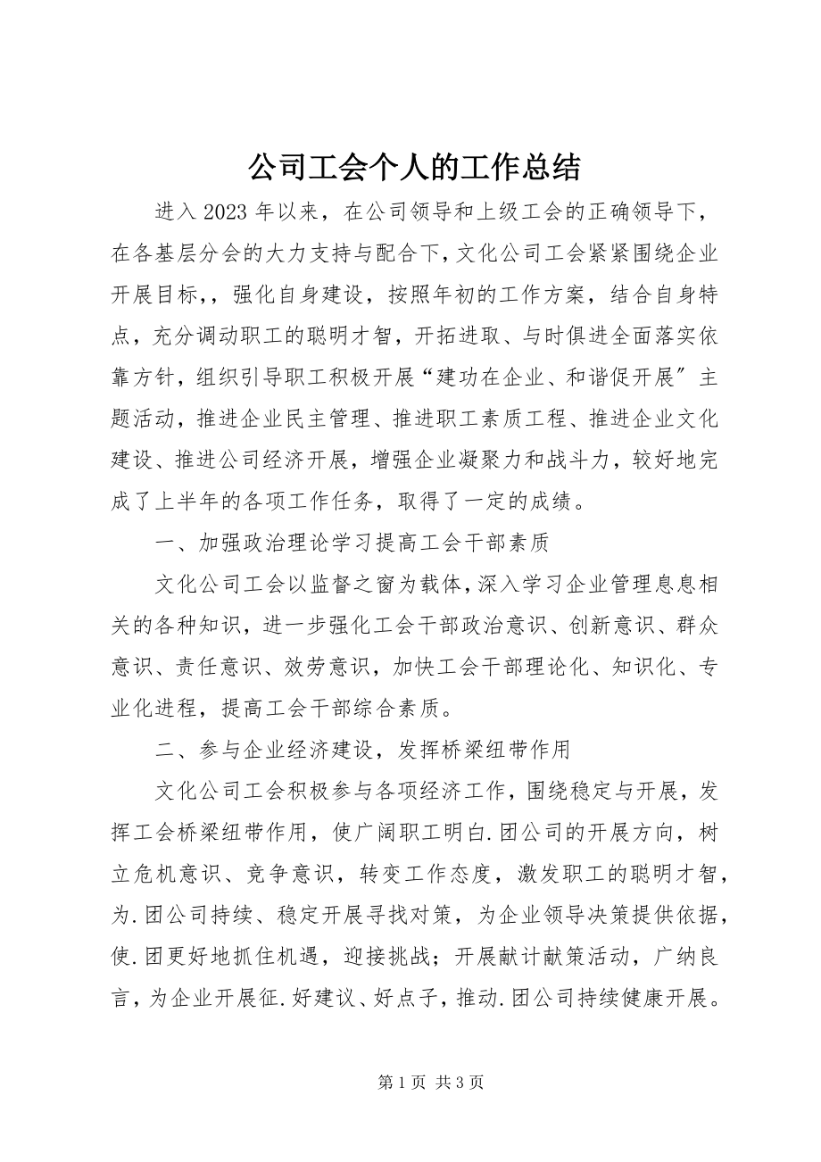 2023年公司工会个人的工作总结.docx_第1页