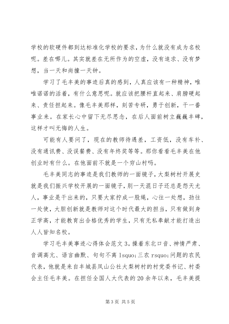 2023年学习毛丰美事迹心得体会3篇.docx_第3页