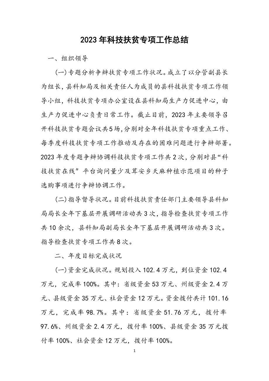 2023年科技扶贫专项工作总结.docx_第1页