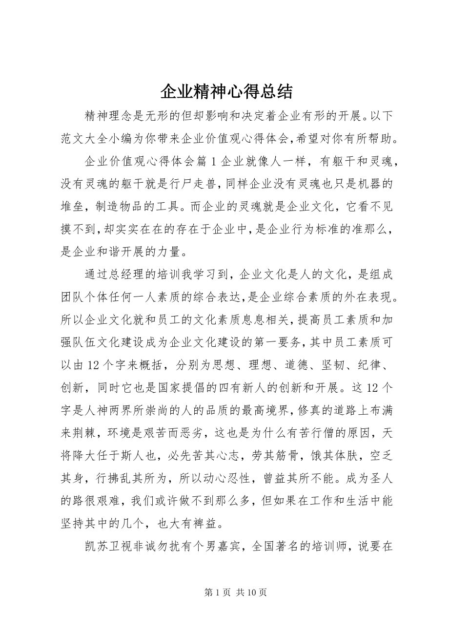 2023年企业精神心得总结.docx_第1页