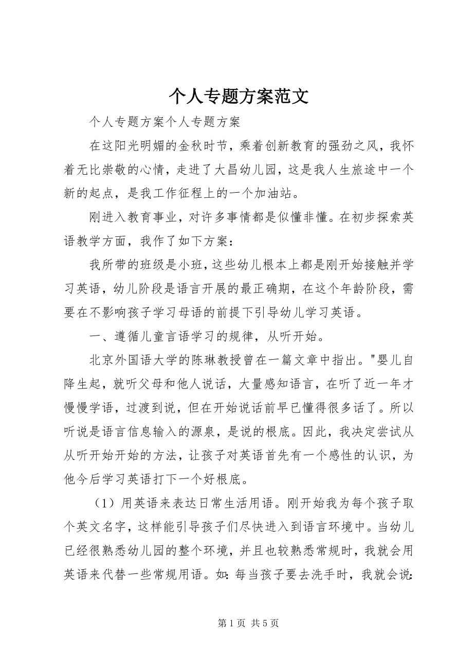 2023年个人专题计划.docx_第1页