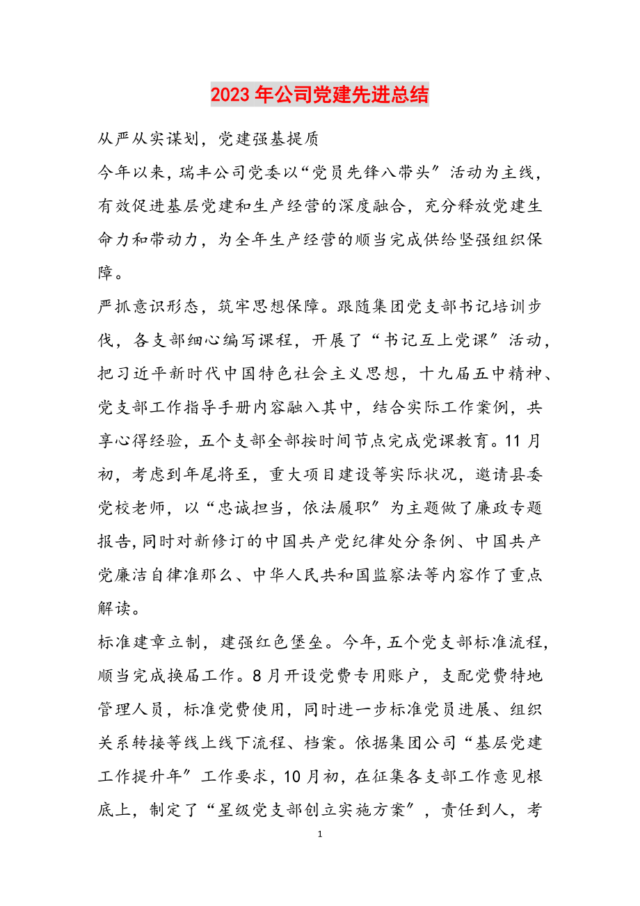 2023年公司党建先进总结.docx_第1页