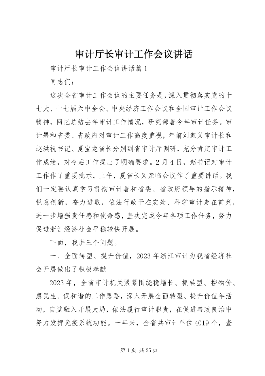 2023年审计厅长审计工作会议致辞.docx_第1页