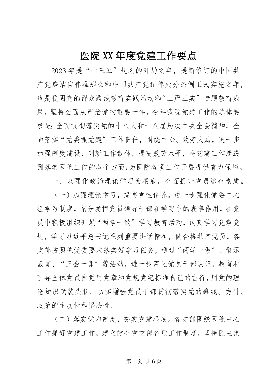 2023年医院度党建工作要点.docx_第1页