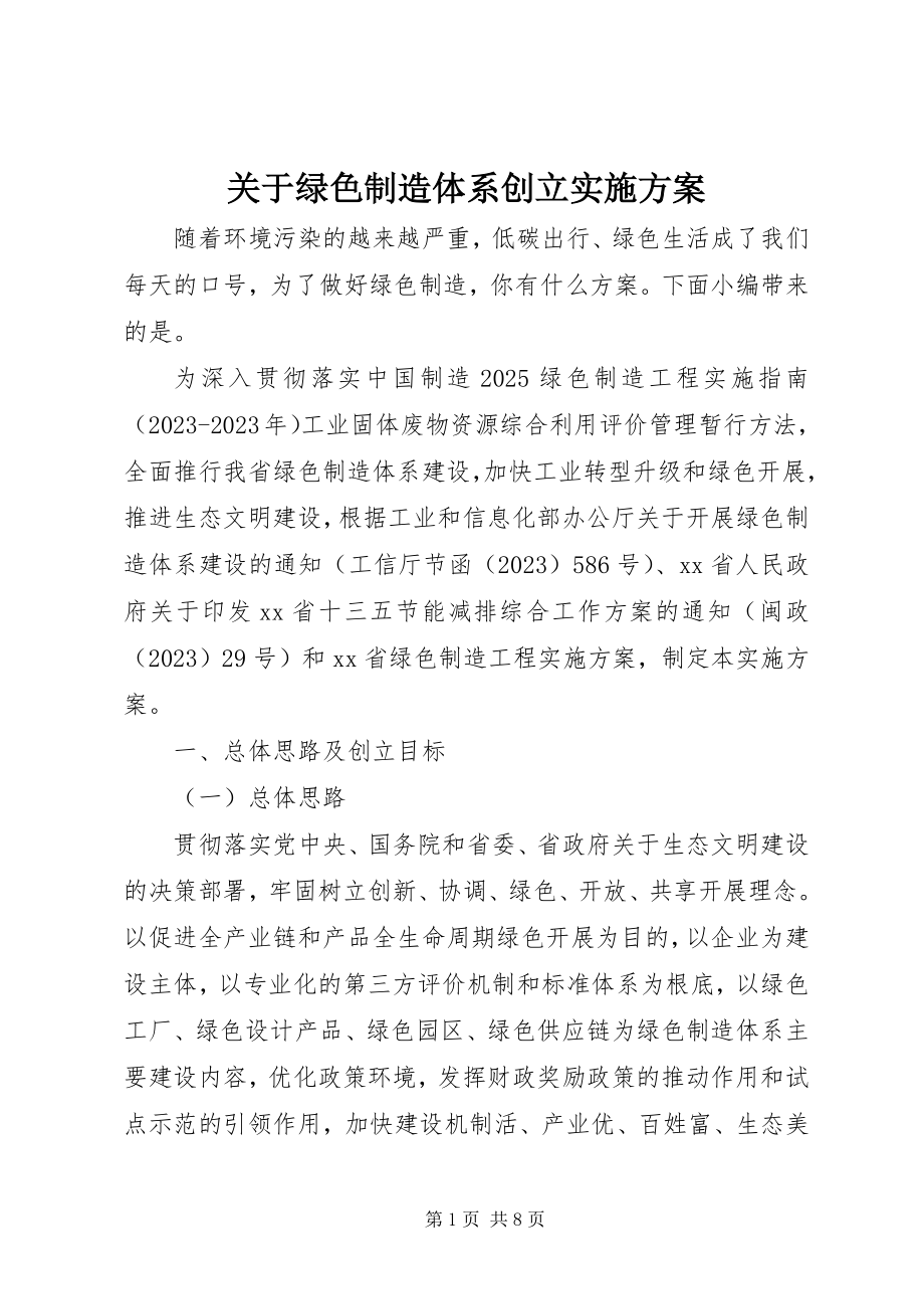 2023年绿色制造体系创建实施方案.docx_第1页