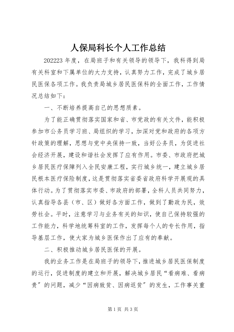 2023年人保局科长个人工作总结.docx_第1页