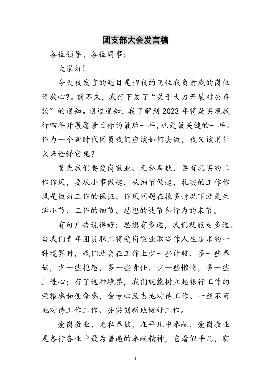 2023年团支部大会发言稿范文.doc_第1页