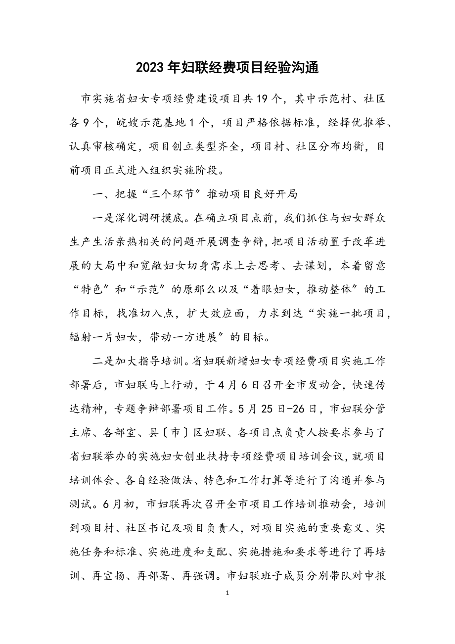 2023年妇联经费项目经验交流.docx_第1页